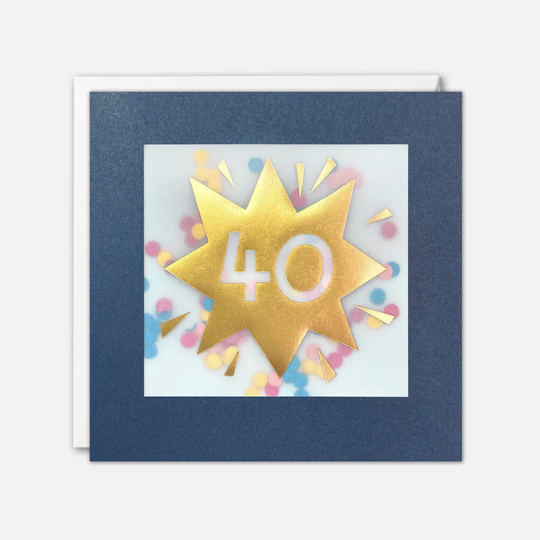 Age 40 Gold Birthday Card With Colourful Paper Confetti - Shakies By James Ellis