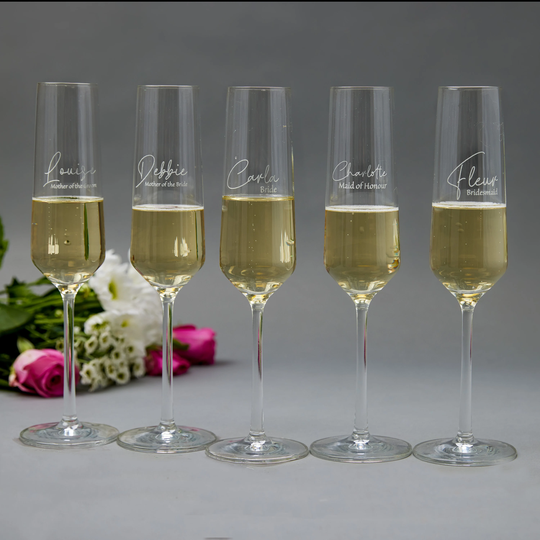 Bridesmaid Champagne Glass, Personalised Flutes, Gift, Thank You Flute