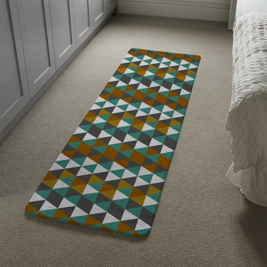 Laclair Autumn Triangles Designer Shaggy Green/Grey/Brown Rug