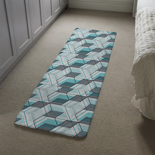 Lafollette Hexagons Designer Shaggy Blue/Grey Rug
