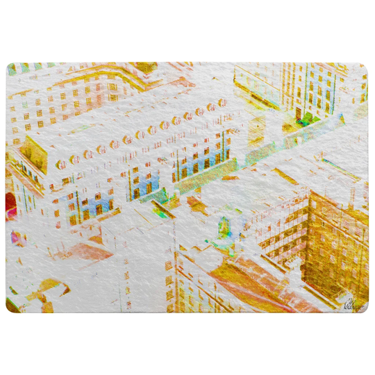 Wade London Roof Tops Designer Shaggy White/Orange Rug
