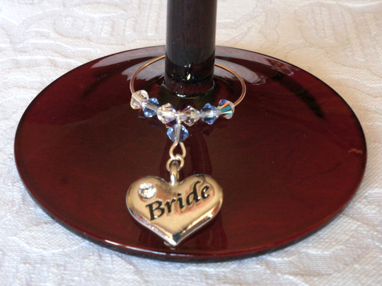 Wine Charm, Glass Charm - Bride Wedding Favour