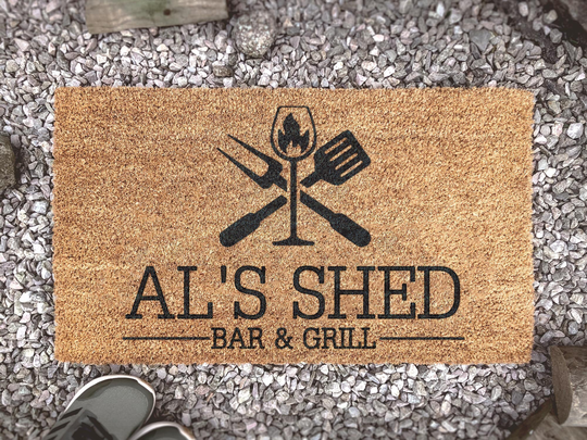 Man Cave Doormat - Gift For Him Funny Gifts Guys Husband She Shed Personalized Door Mat Bbq
