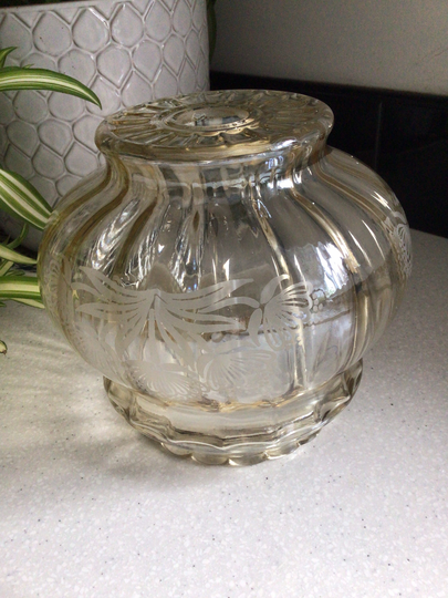 Amber Champagne Coloured Gold Pearlised White Design Added Glass Light Shade Retro Vintage Kitch Excellent 1940 Or 1950 Mid Century