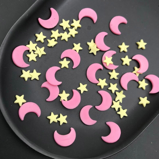 Moon & Stars Polymer Clay Slices 24Cents/Gram, Soft Pottery, Charms, Diy Slime Nail Art, Shakers, Lipgloss