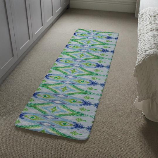 Lefler Ethnic Style Modern Scarf Designer Shaggy White/Green Rug