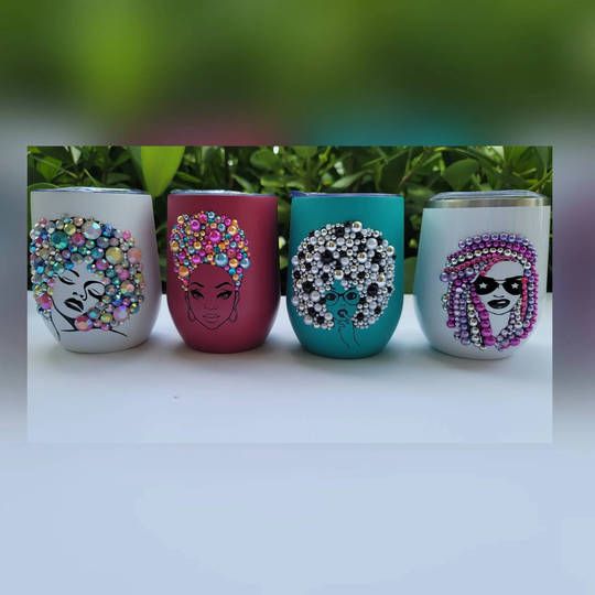 stemless Wine Glass, Bling Travel Mug, Custom Cup