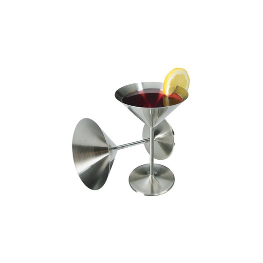 Kabalo Set of 2: Vintage Retro Elegant Stylish Stainless Steel Cocktail Martini Manhattan Cosmopolitan Bar Pub Drinkware Glasses / Goblets