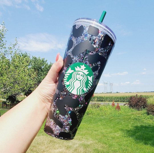 Black Cheetah Snowglobe Starbucks Tumbler | Cup Snow Globe