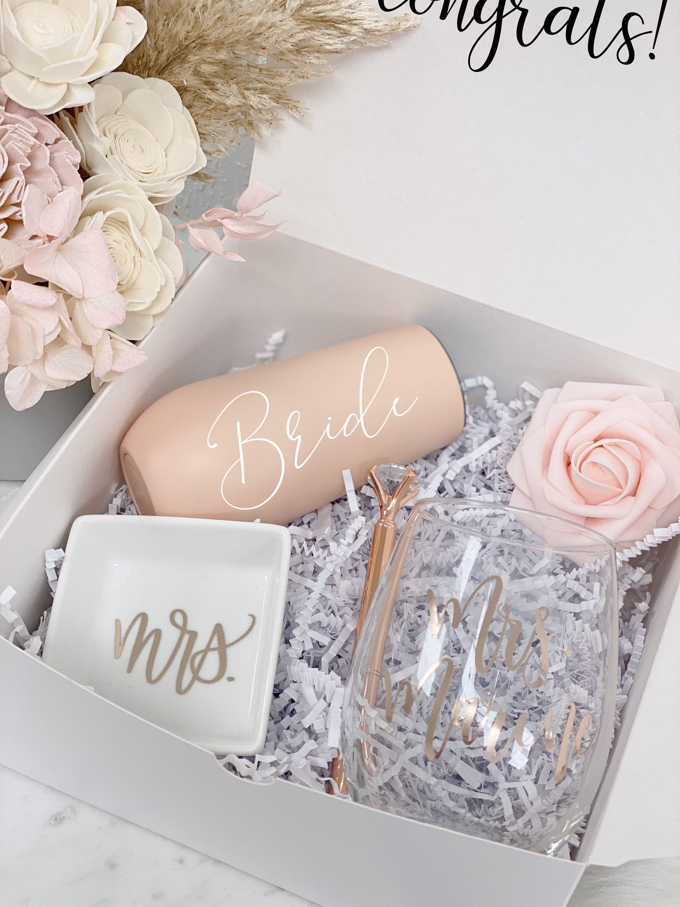 Future Mrs Gift Box - Gifts Bride To Be Personalized Wine Glass Bridal Shower Box Wifey Ring Dish Engagement