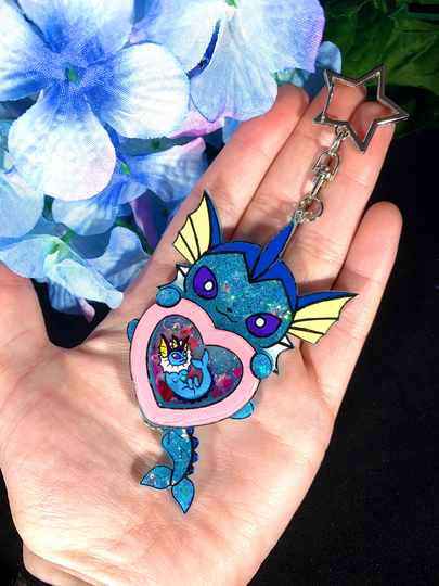 Vaporeon Heart Keychain Shaker