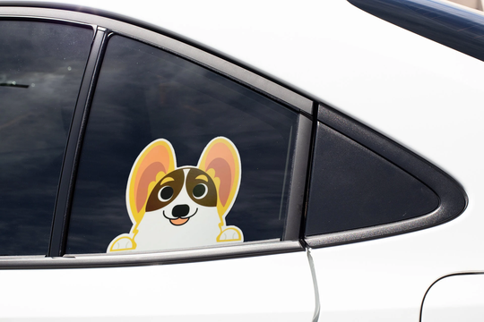 Hello Red & White/Tri Corgi Vinyl Car Decals