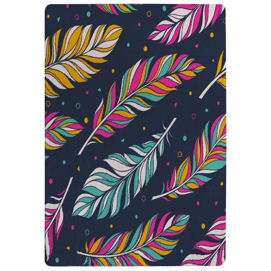 Edmondson Retro Colour Feathers Designer Shaggy Black/Pink/Green Rug