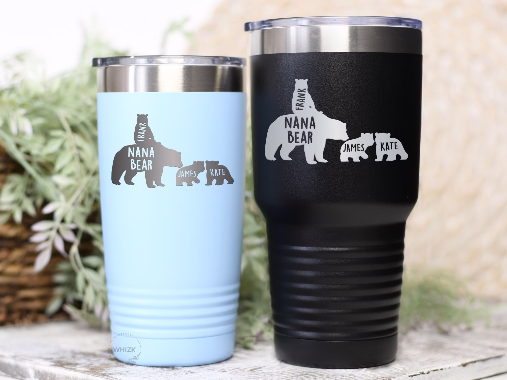 Grandma Gifts, Nana Bear Tumbler, Mothers Day Gift From Granddaughter Grandson, Personalized Grandkids Cubs Names Wine Glass T249