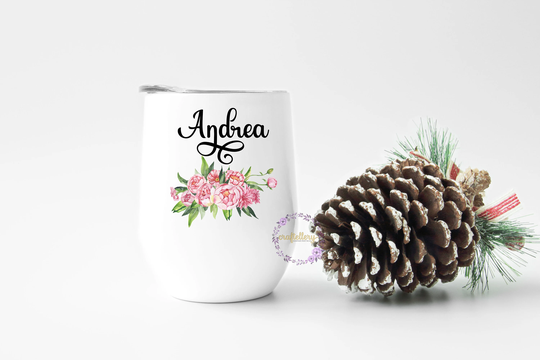 Personalised Stainless Steel Insulated Wine Glass Double Wall For Her, Couple Gift, Wedding Christmas Stemless Wine Glass Name