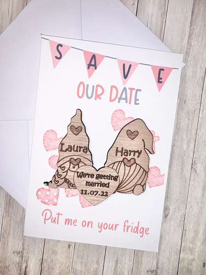 Wooden Gonk Gnome Save The Date Magnet
