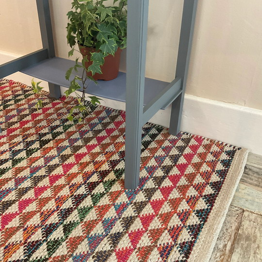 Second Nature Online Karal Rug Pink & Multicolour Triangle Bunting Stripe Goodweave Cotton Small Or Runner