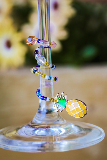 Pineapple Wrap Around Wine Charms - Handmade/Lover Gift Glass Marker Champagne Flute Charm Accessories Dinner Party