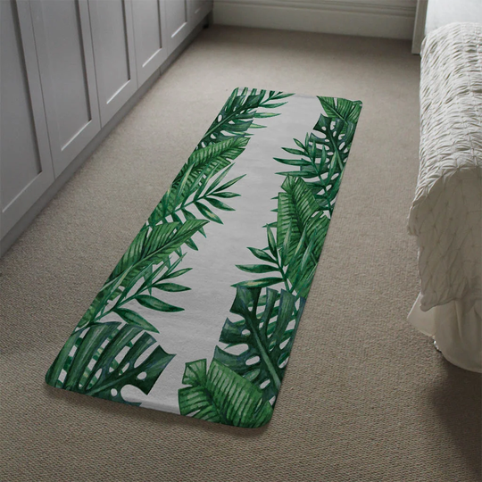 Kiester Half Botanical Border Designer Shaggy Green/Grey Rug