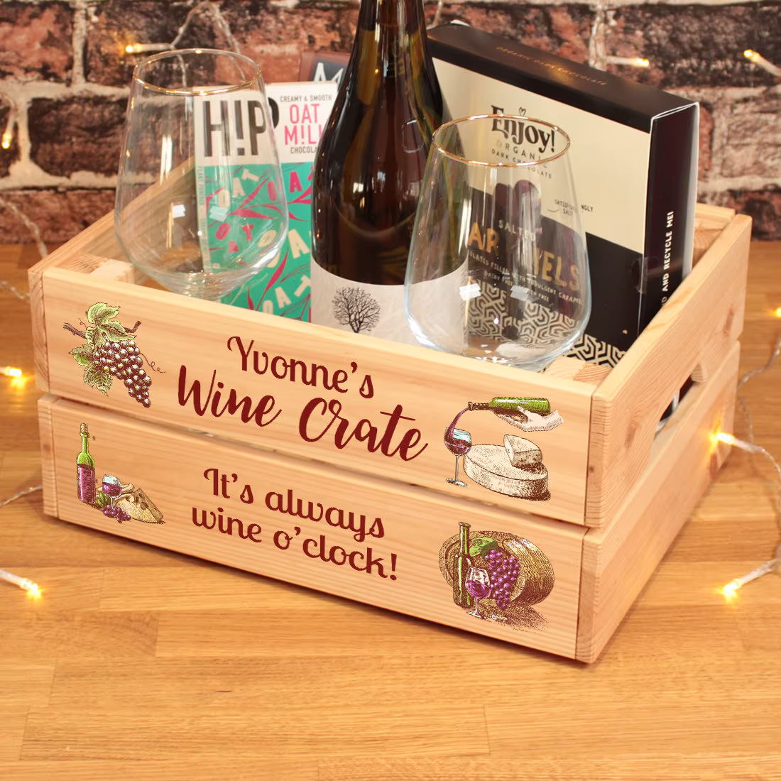 Personalised Red Wine Treat Hamper Gift Crate