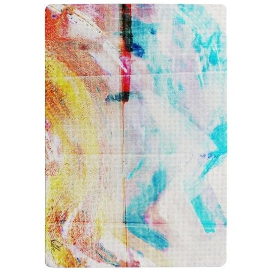 Gilliam Beach View Cliffs Designer Shaggy Orange/Blue Rug