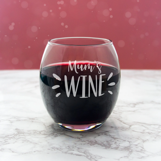 Personalised Stemless Wine Glass With Name, Gift For Her, Etched Red Glasses, Custom Engraved Gift Mum Unique Gifts Women