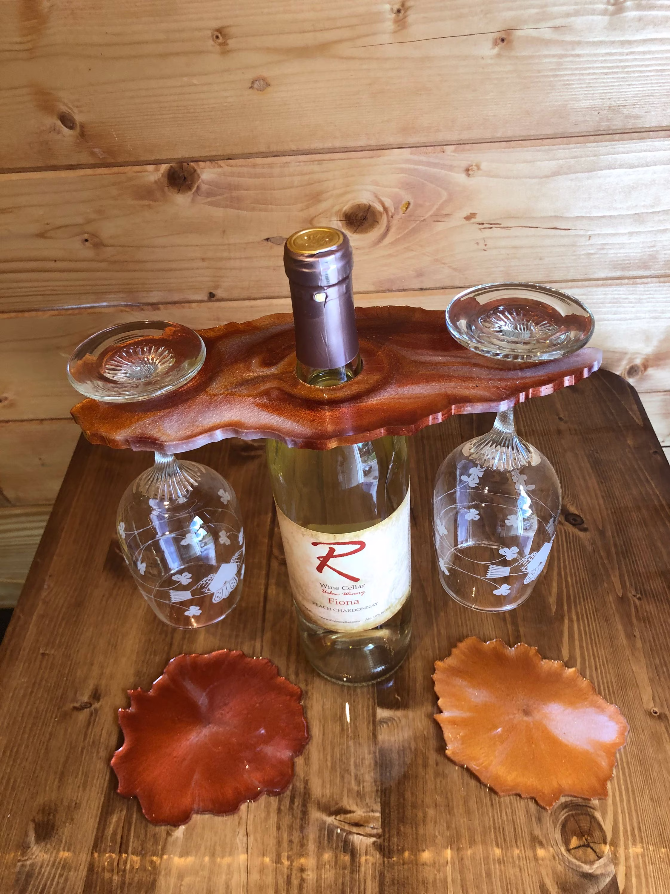 Custom Wine Glass Holder & Coasters