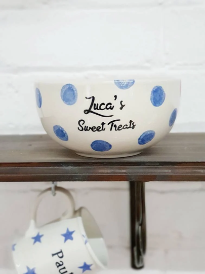 Personalised Bowl Hand Painted Ceramic Breakfast Gift Soup Treat Custom Colours