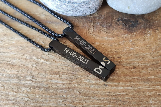 Personalized Couple Necklace Necklaces Set Of 2 Relationship Bars Anniversary Date Valentine His Hers