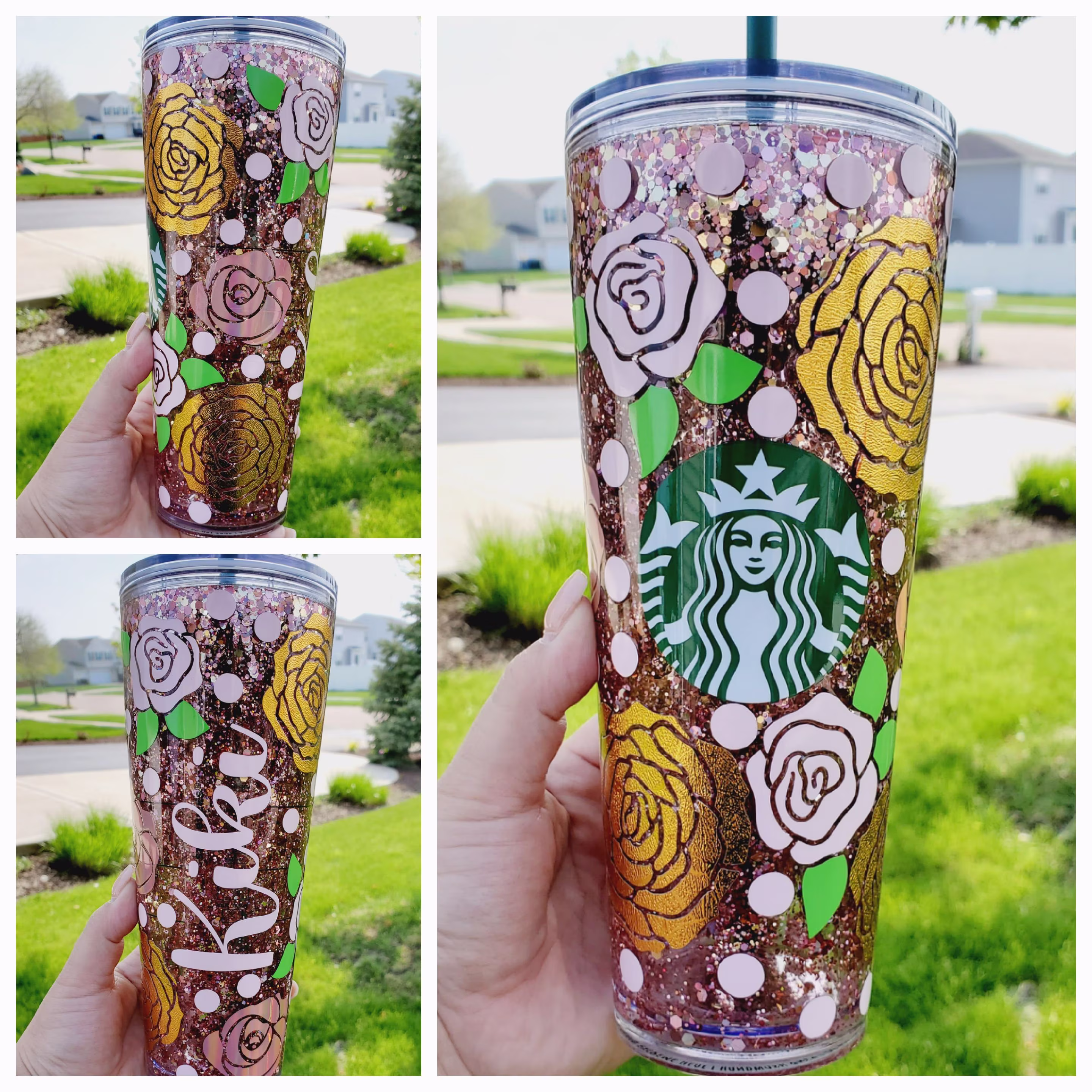 Roses Starbucks Snowglobe Tumbler | Gift For Her Snow Globe