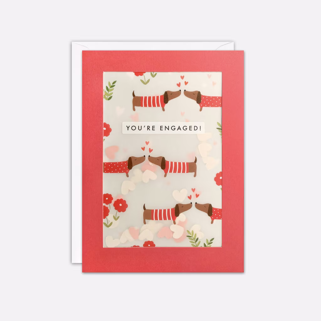 Dachshunds Engagement Card With Paper Confetti - Shakies By James Ellis