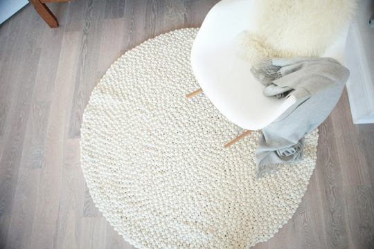 Felt Ball Rug Room Natural Living & Bed Handmade Wool Carpet, Fair Trade Mat Suitable For Kids Nursery