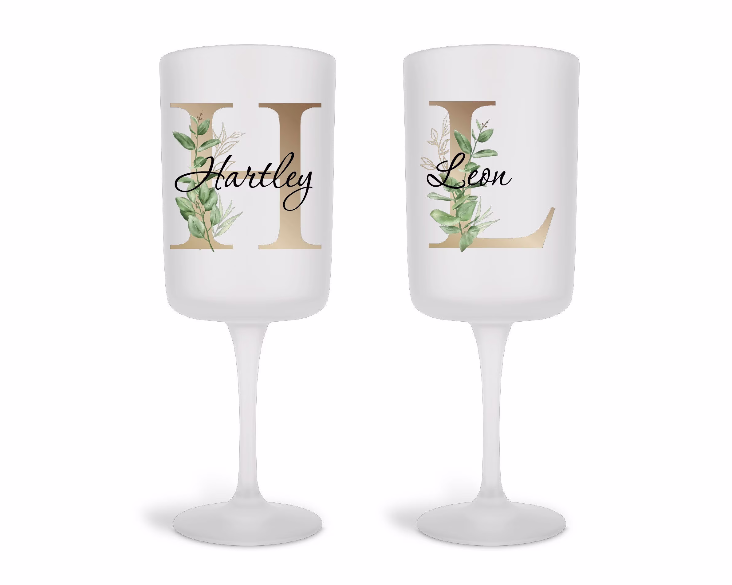Personalized Wine Glass | Personalised Wine Goblets Frosted With Name & Initial Couple Gift For Her Mother's Day