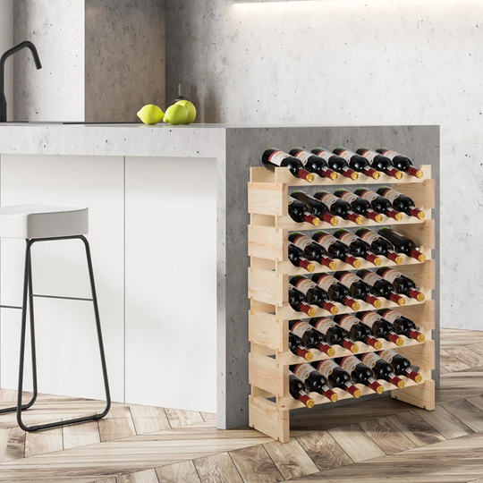 Lipsey 6 Levels Wine Rack For 36 Bottles Pine Wood Bottle Stand Wine Stand