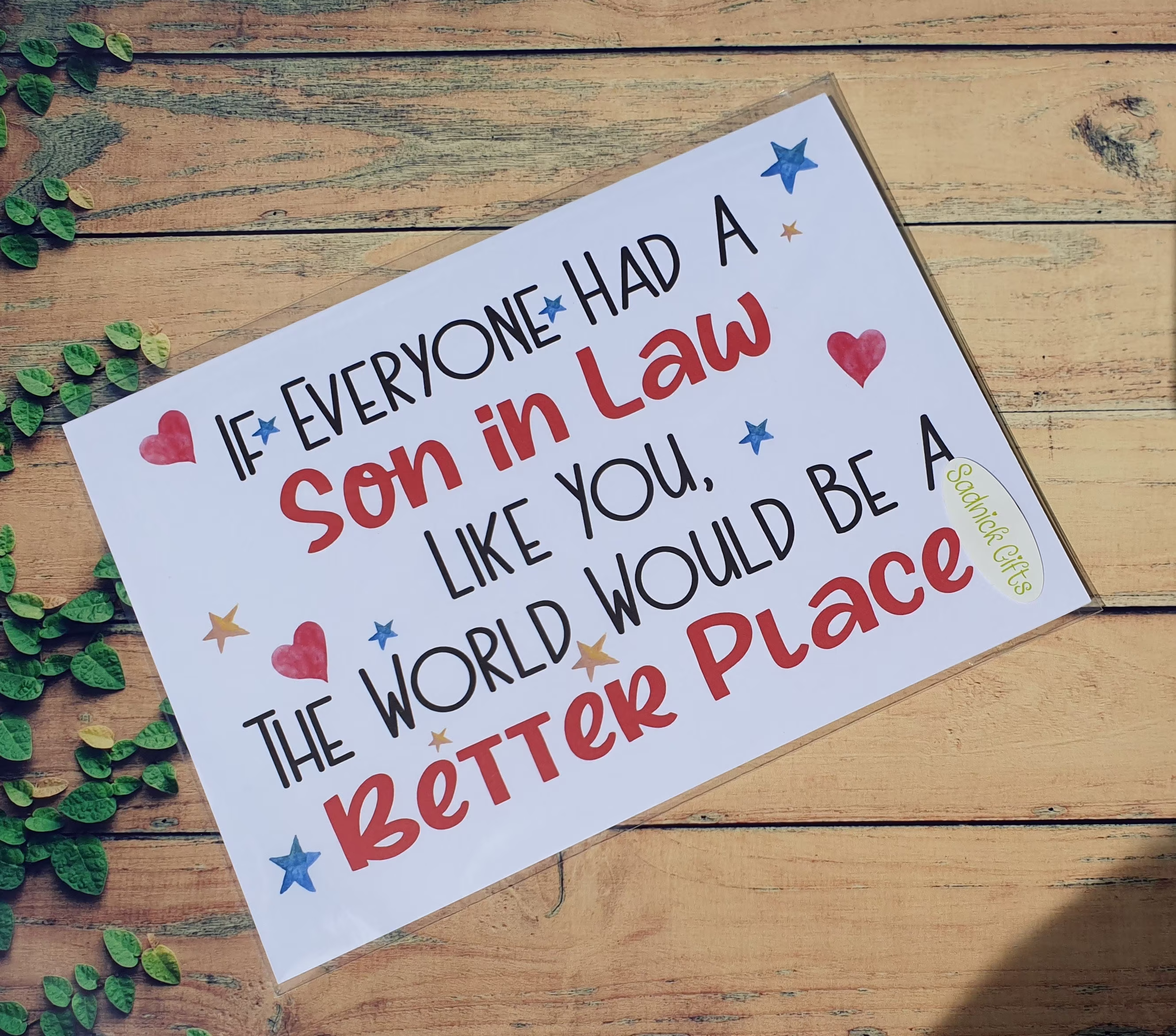 Son in Law Birthday Card - If Everyone Had A Like You World Better Place Nice Cute Novelty Greeting Sadnick Gifts