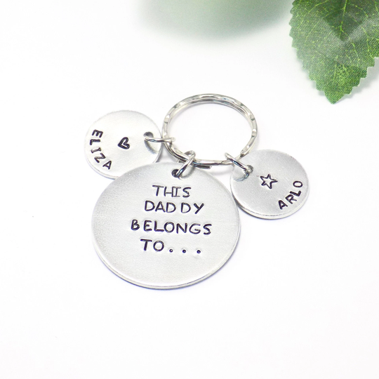 Personalised Daddy Keyring Gift, This Belongs To Keyring, Father's Day Keychain, First Step Dad