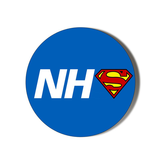 NHS - SUPERMAN LOGO - BLUE BACKGROUND - 75mm Fridge Magnet Bottle Opener