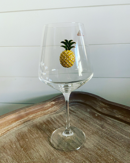Large Stemmed Pineapple Wine Glass, Rhinestone Fruit Theme New Home Gift Idea, Fun & Quirky Gift, Fruit Decor, Crystal