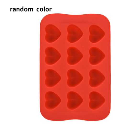 (Heart Shape) Color Random Ice Cube Mold Wine Ice Block Maker Freezer Silicone Non-stick Mould Tray, Round