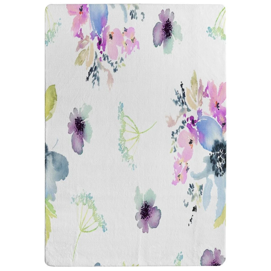 Paniagua Watercolour Flowers Designer Shaggy Beige/Pink/White Rug