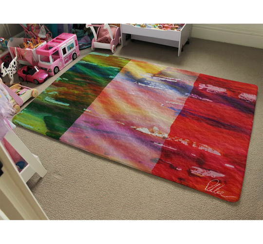 Whatley Italy Flag Designer Shaggy Red/Green/Orange Rug