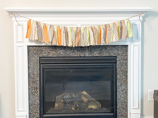 Fall Rag Garland, Farmhouse Mantel Autumn Fabric Banner, Photo Backdrop, Party Decor, Thanksgiving Decor, , Doorway Decor