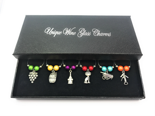 I Love Wine Design Glass Charms