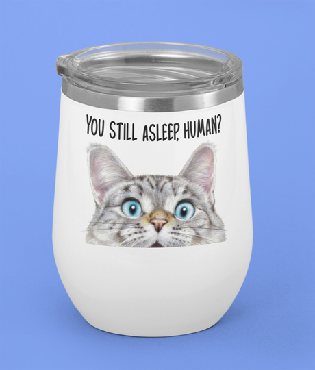 Funny Cat Mom Dad Gift 12Oz Insulated Wine Tumbler Owner Lover Mother's Day Father's Birthday Christmas Travel Mug