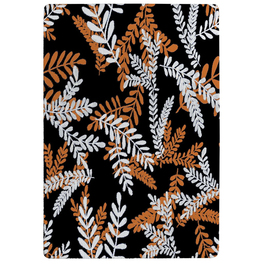 Nesbitt Olive Leaves Shaggy Black/Orange/White Rug