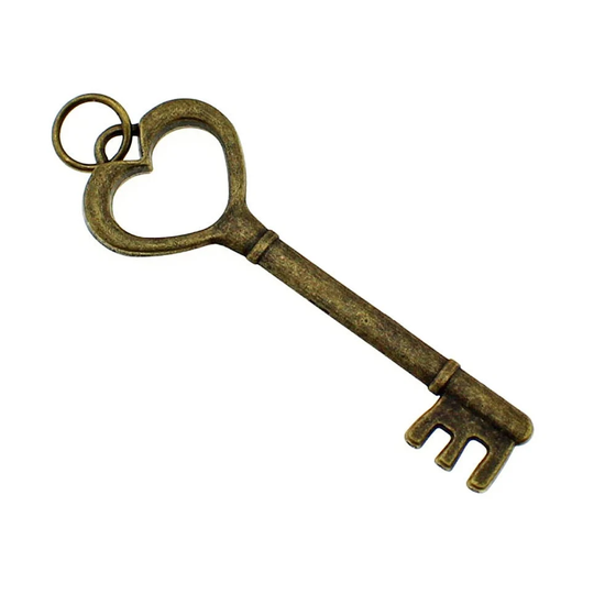 Add-A-Charm Antique Bronze Heart Skeleton Key Charm With Jump Ring [1 Piece] Lead, Nickel & Cadmium Free 04718.b18