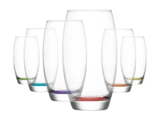 Coloured Base Glasses. Water Juice Drinking Tumbler 510 Ml | Pack Of 6
