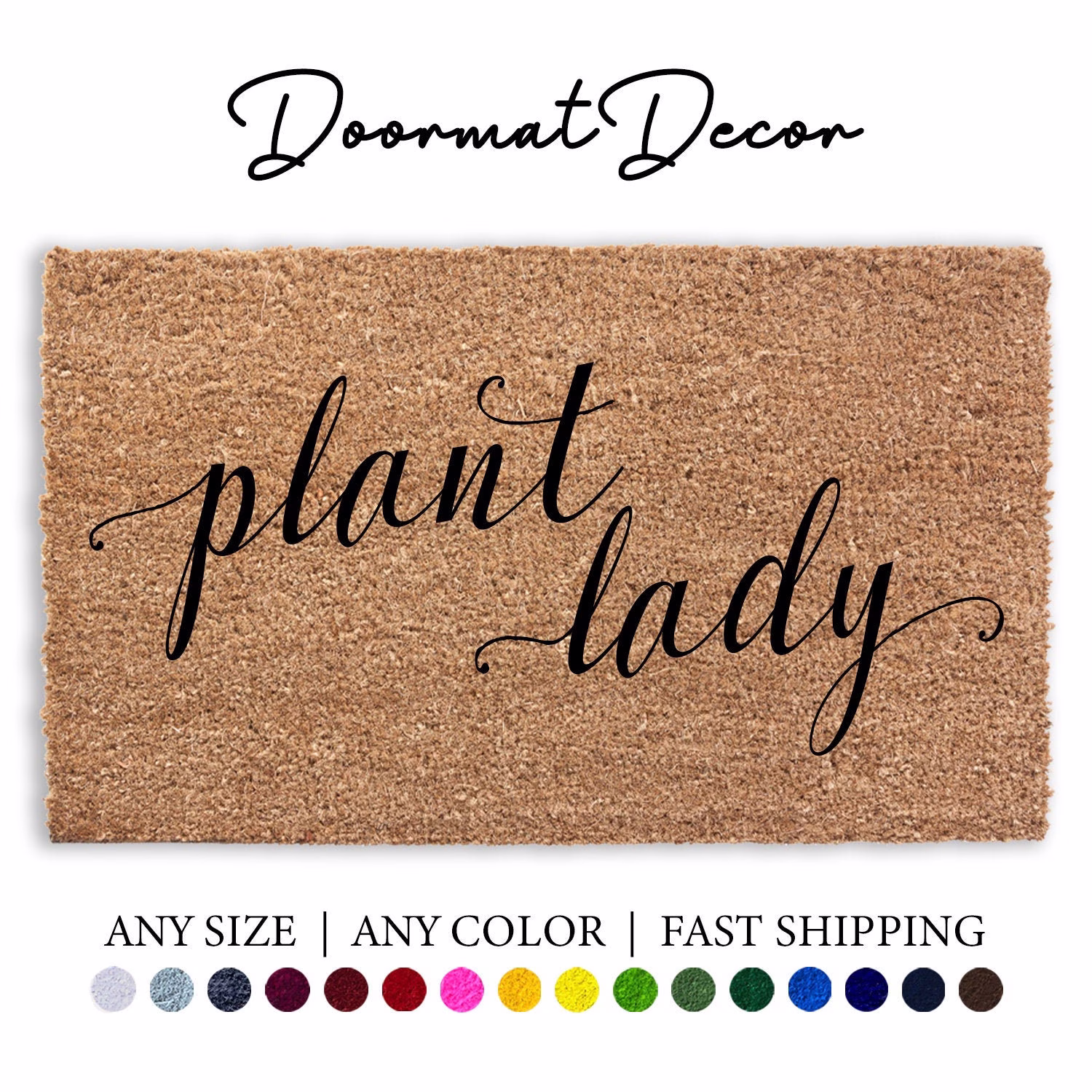 Plant Lady Doormat, Funny Flocked Coir Outdoor Welcome Mat, Personalized Door Custom Plants Tree Gift