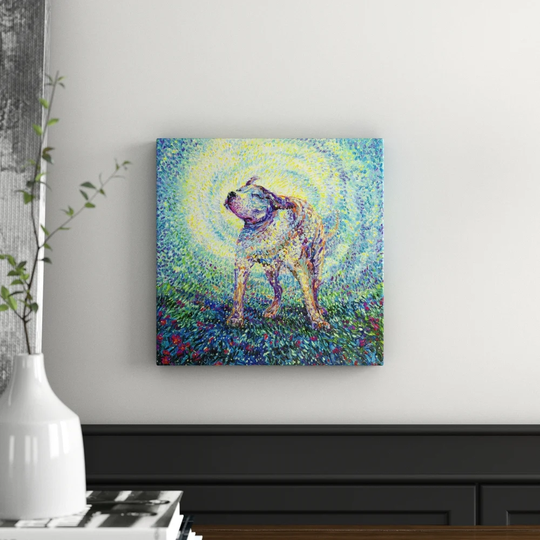 'Pitbull Shake' by Iris Scott Acrylic Painting Print on Wrapped Canvas
