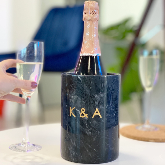 Personalised Engraved Marble Wine Cooler | Black Grey Lover Gift Kitchen & Dining Marble Wedding Gift